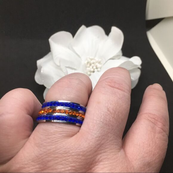 Stainless/crystal ring  - Picture 2 of 2